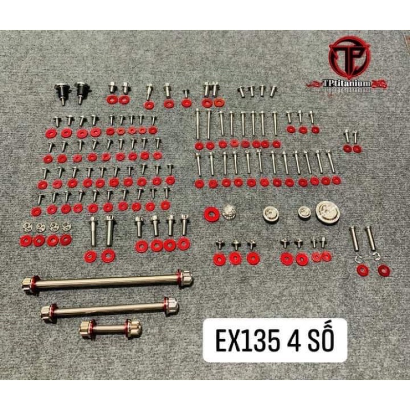 Full ốc inox 304 salaya + lông đền đỏ gắn trực tiếp cho ex4s ex10 , wave nhỏ m ex135 ex11 sirius