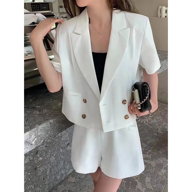 Set áo blazer độn vai kèm quần short LYRA, chất tuyết Hàn cao cấp xinh xắn-VSYSE0058