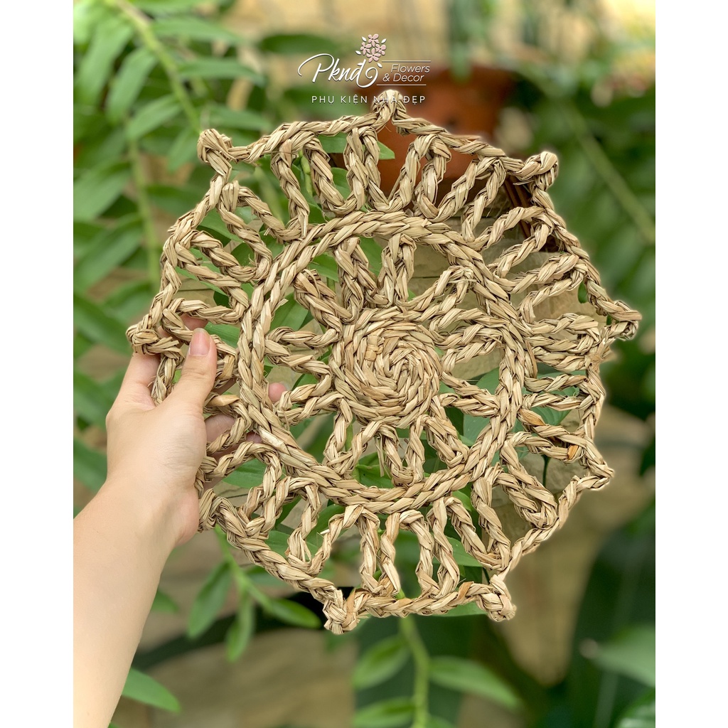 Tấm lót, thảm cói hình tròn đa dạng họa tiết, lót bình hoa, trang trí bàn ăn | PKND FLOWERS & DECOR NB01