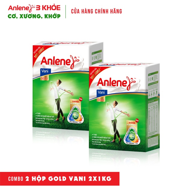 [Mã GRO1BAYNHAY10 giảm 50K đơn 668K] Combo 2 hộp Sữa Bột Anlene Gold Movepro 1Kg/hộp (trên 40 tuổi)