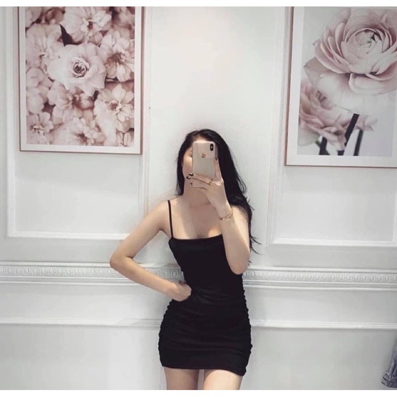 ĐẦM BODY HAI DÂY NHÚN SƯỜN PHONG CÁCH DỰ TIỆC