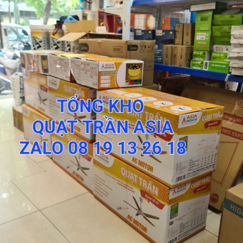 Quạt trần 5 cánh Asia QT04, có Đèn Led và điều khiển từ xa, động cơ DC cao cấp, bảo hành 2 năm