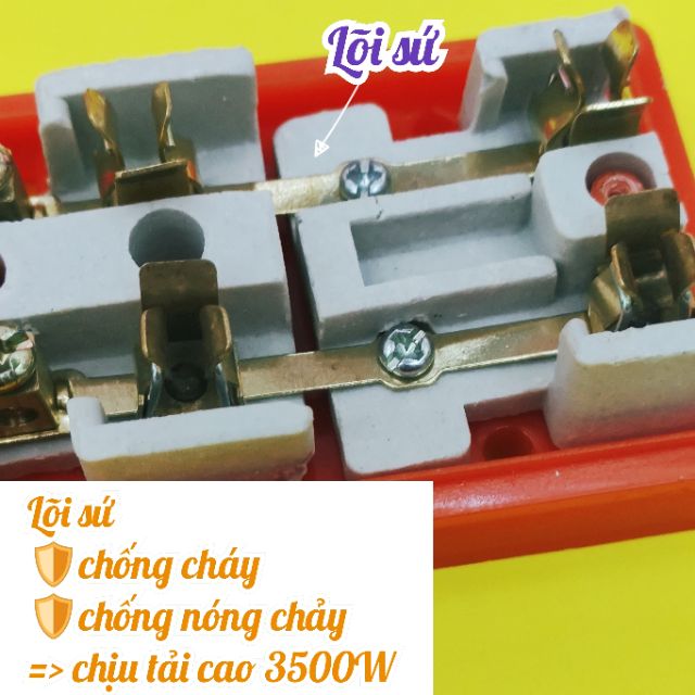 Ổ cắm 3 lỗ TASAKY (loại tốt) - Lõi sứ chịu tải 3500W
