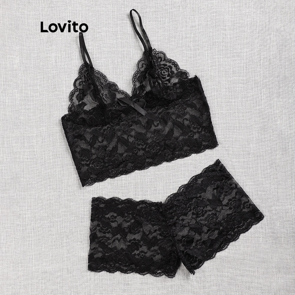 Set áo ngực Lovito không co giãn phối ren sexy L00306 (đỏ/đen) | BigBuy360 - bigbuy360.vn