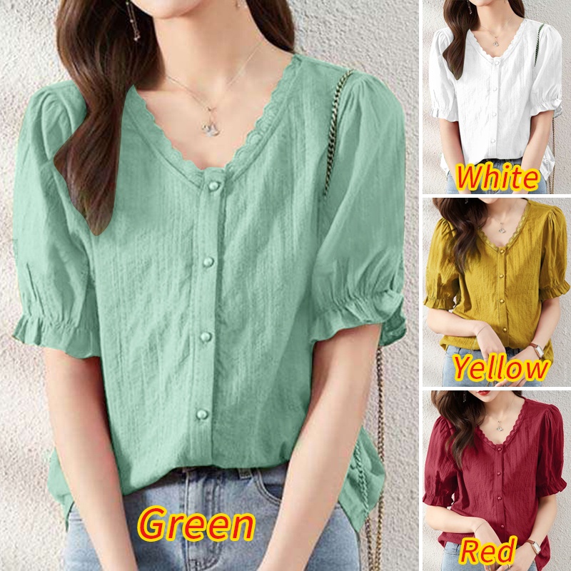 Zanzea Áo Kiểu Nữ Cổ Chữ V Tay Phồng Thời Trang Hàn Quốc