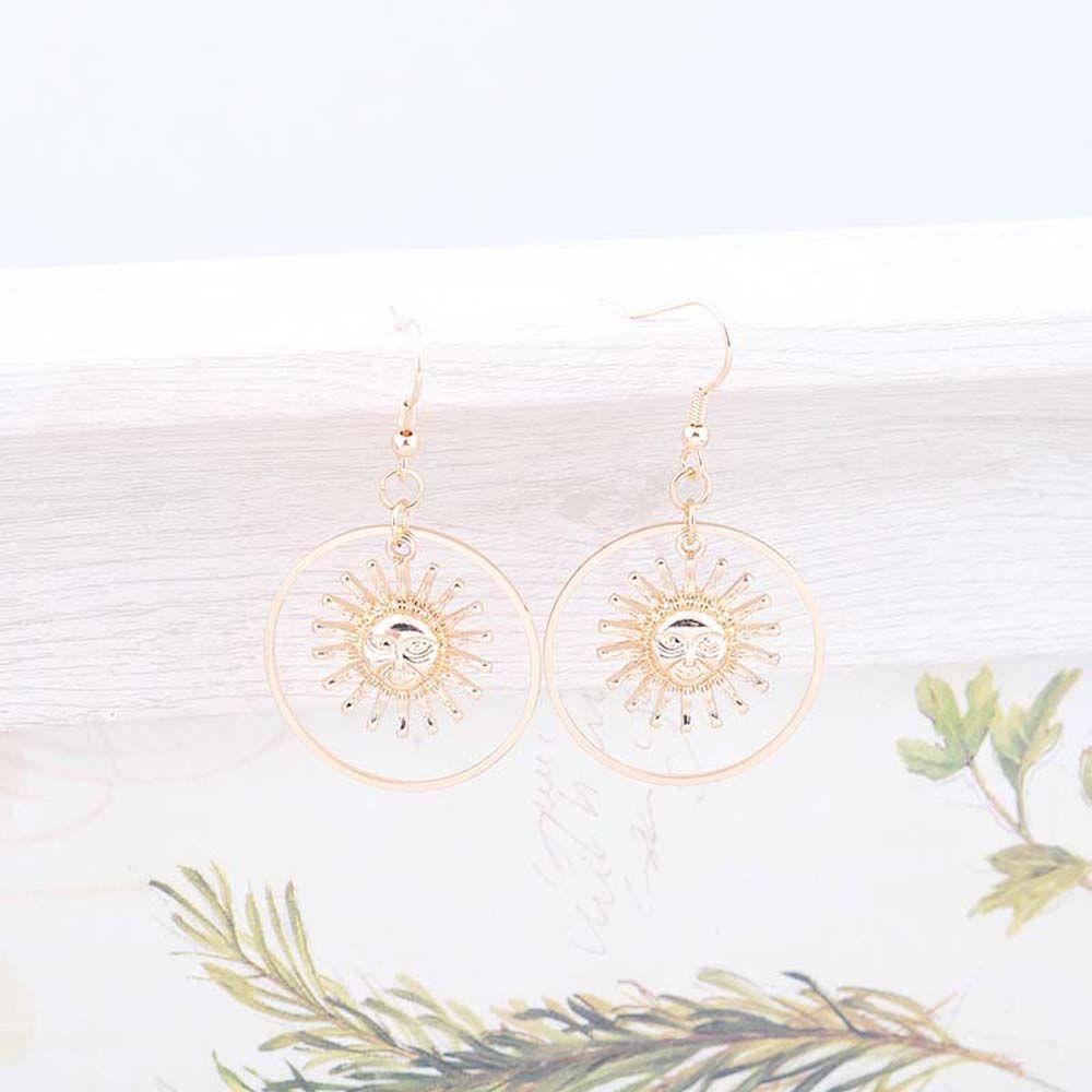 1 Đôi Bông Tai Tròn Mặt Trời Cỡ Lớn Phong Cách Hàn Quốc Thời Trang Cho Nữ VANES1