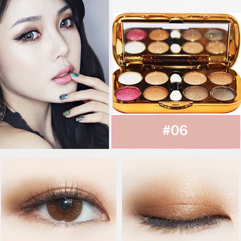 [Phấn mắt] LED 8 Màu Sắc Tươi Sáng Kim Cương Eyeshadow Kèm Cọ Trang Điểm Cực Sang Chảnh Hot Trend 2020