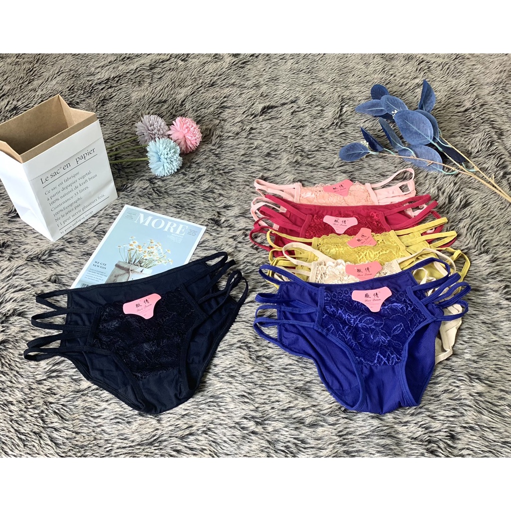 Quần Lót Ren Nữ Siêu Mỏng Xuyên Thấu - Vạt Chéo Bên Hông Sexy (3251)