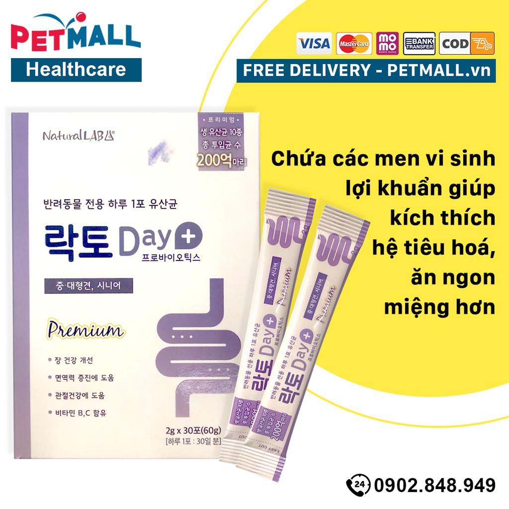 Combo 5 gói Men vi sinh lợi khuẩn tiêu hoá Petsmix Gaba Probiotic - gói 2g