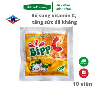 Kẹo ngậm vitamin C cho bé Bipp C vị cam bổ sung vitamin C, tăng sức đề kháng cho bé gói 10 viên Mai Lan Pharmacy