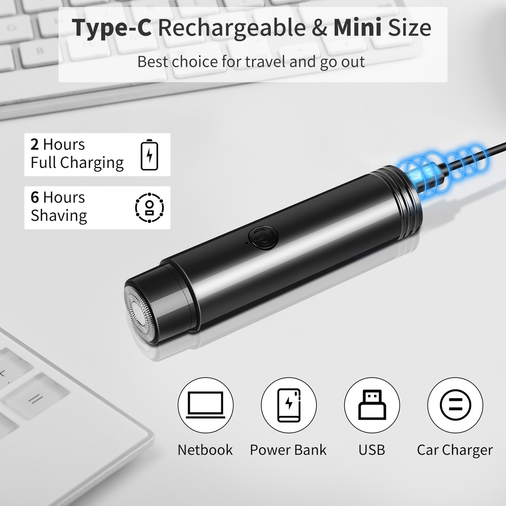 Máy Cạo Râu 3D Bằng Thép Không Gỉ Sạc USB Tiện Dụng Cho Nam