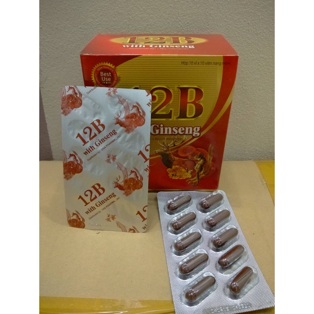 VIÊN UỐNG 12B WITH GINSENG PHỤC HỒI SỨC KHỎE - NÂNG CAO TRÍ LỰC - BỒI BỔ CƠ THỂ - BỔ SUNG CÁC VITAMIN - HỘP 100 VIÊN | BigBuy360 - bigbuy360.vn