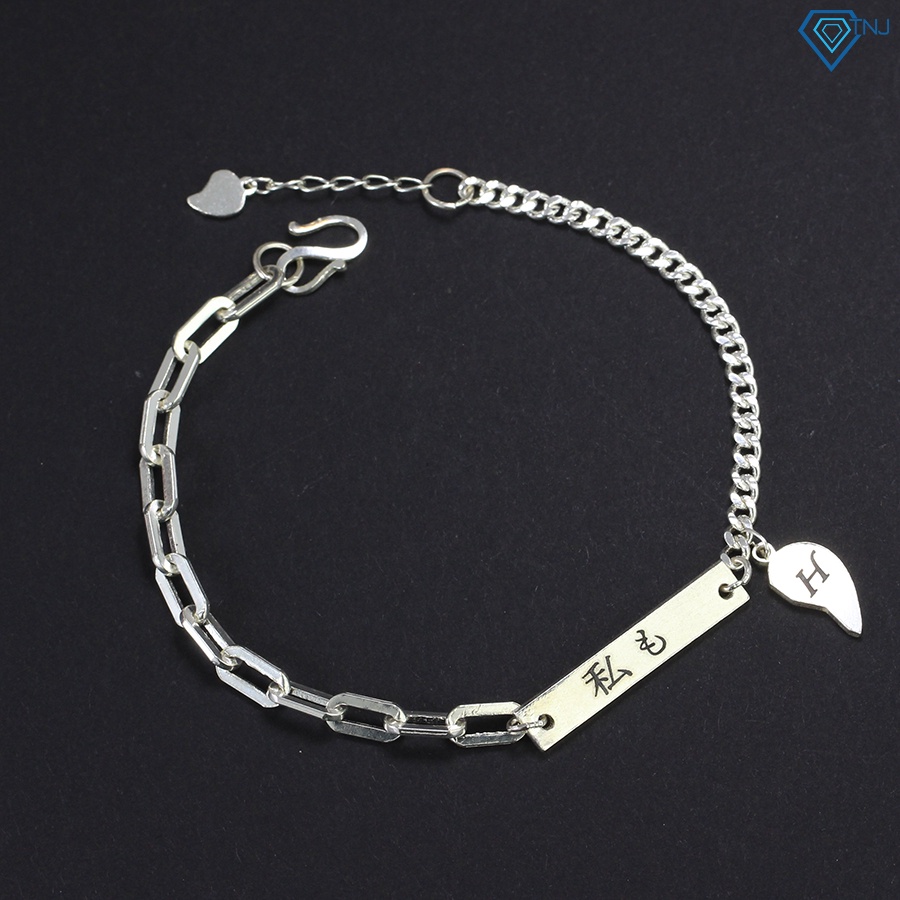 Vòng tay cặp đôi bạc tình yêu khắc tên theo yêu cầu LTD0033 - Trang Sức TNJ