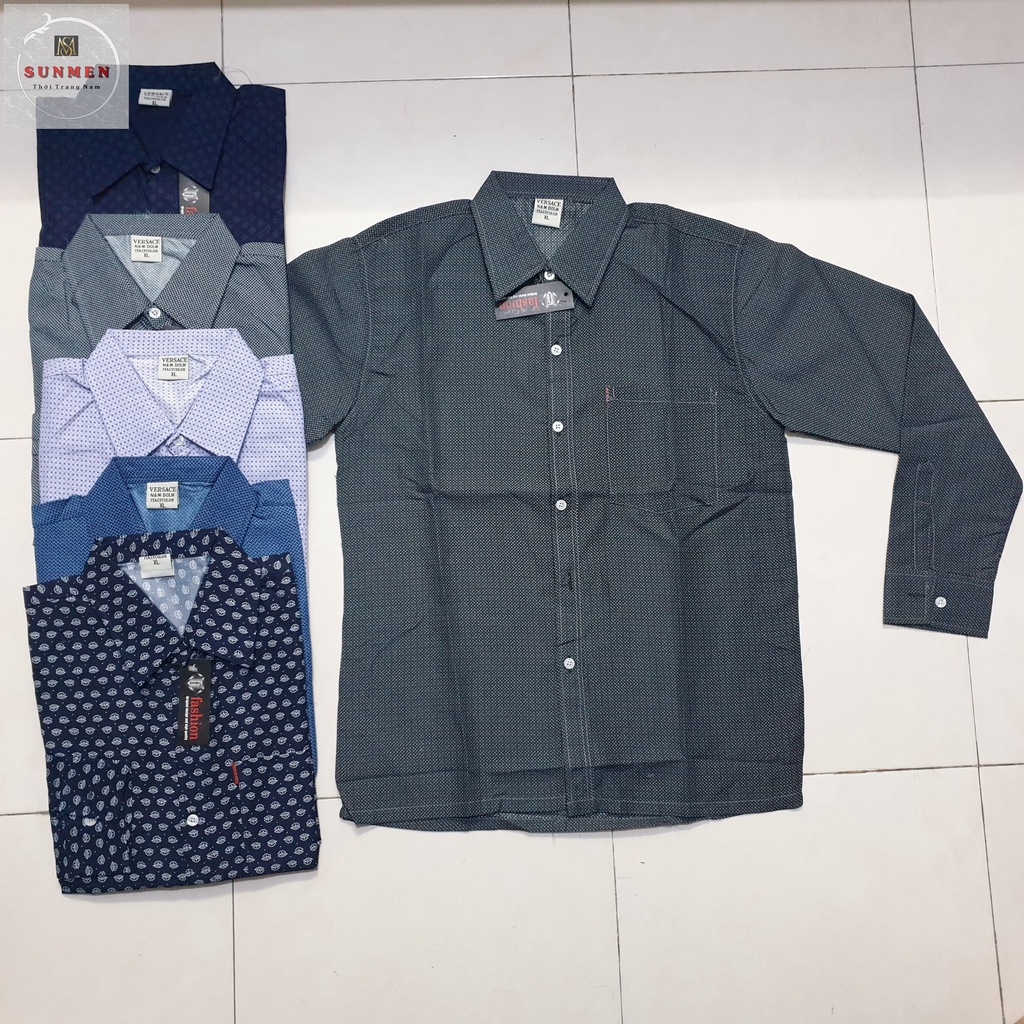 [HCM] Áo Sơ Mi Nam Trung Niên Tay Dài Họa Tiết Bông Đẹp SUNMEN Size Từ 50-85kg