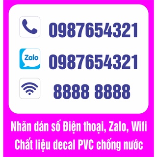 nhãn dán số điện thoại, zalo, wifi chống thấm nước
