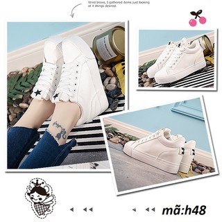 giày thể thao nữ tăng chiều cao màu trắng màu đen, giày nữ trắng đế cao