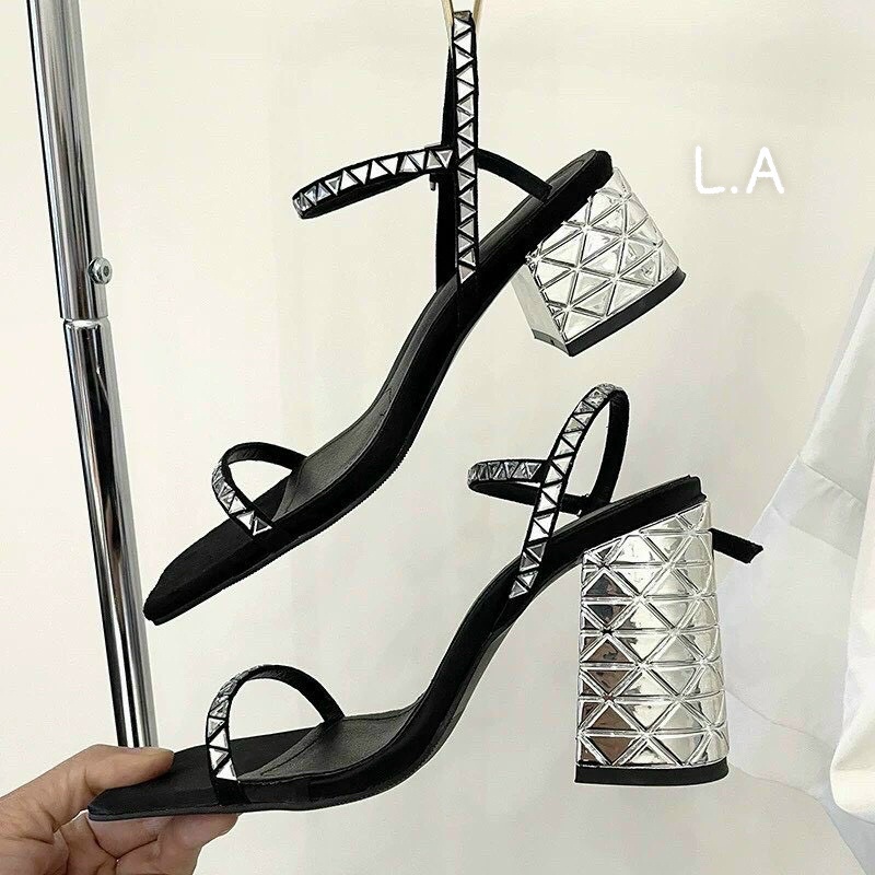 Sandal cao gót pra da đá qccc fullbox