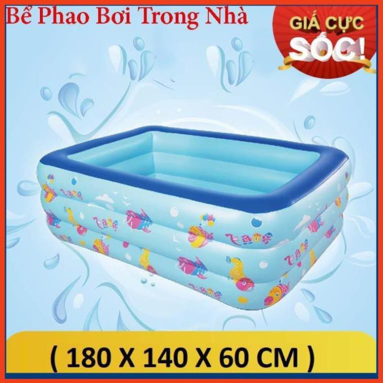 Big sale -  Bể bơi phao cho bé loại nào tốt,Bể bơi phao trong nhà, hình chữ nhật kích thước 180cm