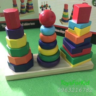 Bộ tháp 3 cọc sắc màu