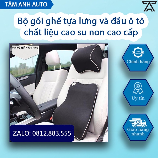 Bộ gối ghế tựa lưng và đầu xe hơi,ô tô chất liệu cao su non cao cấp