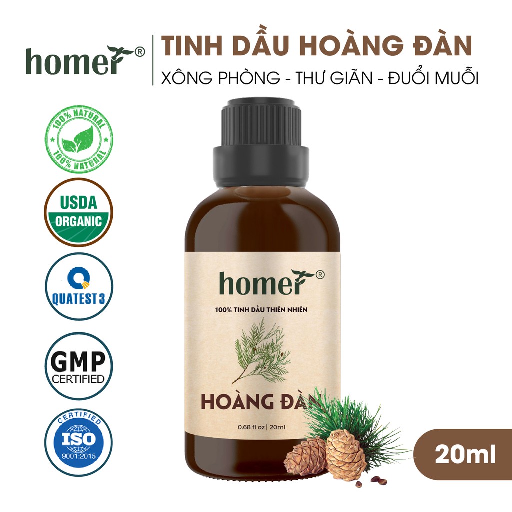 Tinh dầu Hoàng Đàn Ấn Homer 20ml/100ml - Cedarwood Essential Oil - đạt chuẩn chất lượng kiểm định