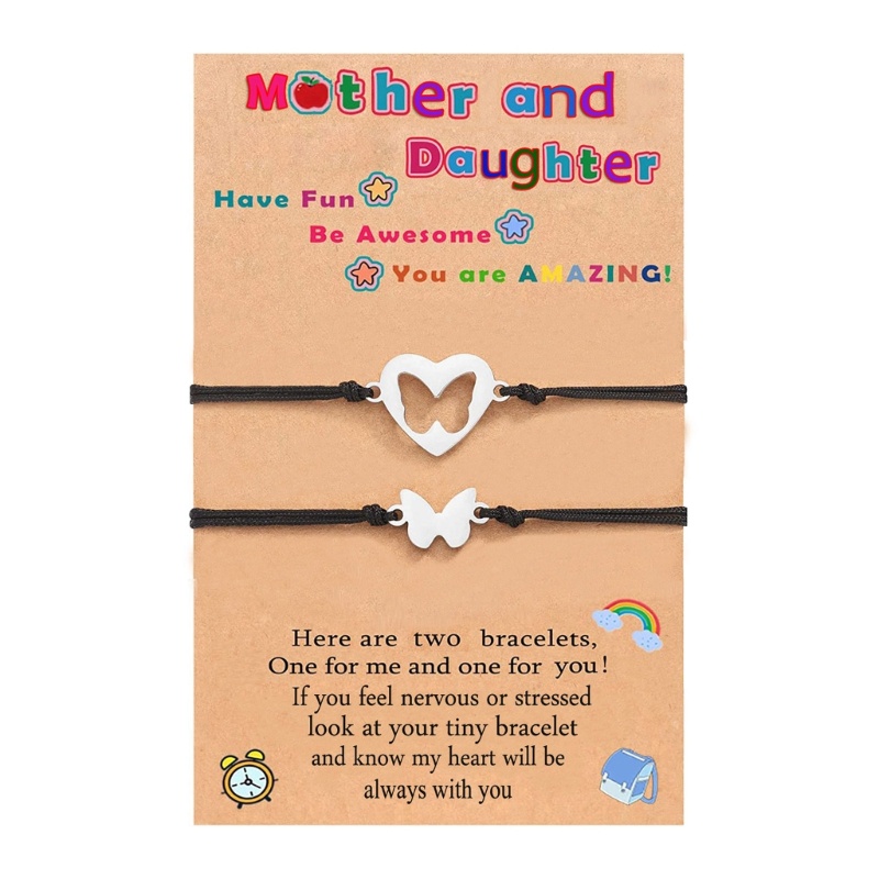Vòng Tay Dây Thừng Mặt Hình Bướm Rỗng Phù Hợp Cho Mẹ Và Con Gái