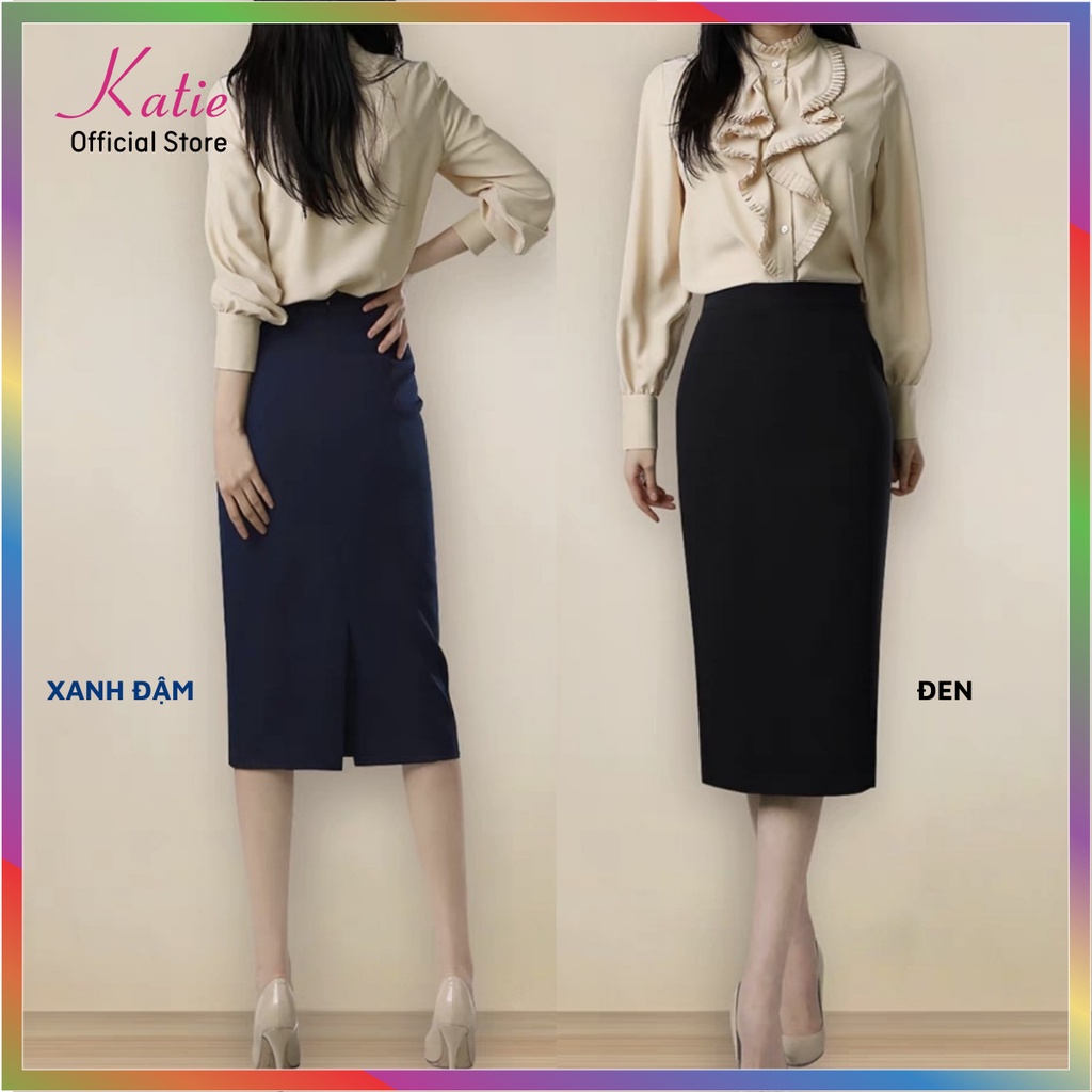 Chân Váy Công Sở Kiểu Váy Bút Chì Qua Gối KATIE Dài 68cm Co Giãn Thoải Mái Có Túi Ẩn Tiện Dụng Có Đến Big Size CV68cm