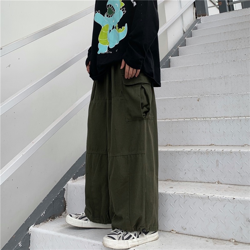 Quần ống rộng Phong Cách Hip Hop Nhật Bản Thời Trang Xuân Thu Cho Nam quần ống rộng đi học quần kaki ống rộng