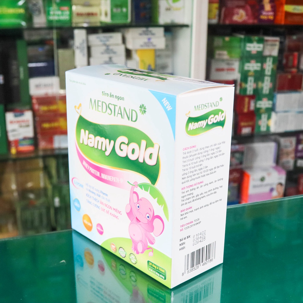 MEDSTAND NAMY GOLD SIRO -Bổ sung vitamin và khoáng chất, kích thích ăn ngon miệng, giảm tình trạng biếng ăn ở trẻ 20 ống