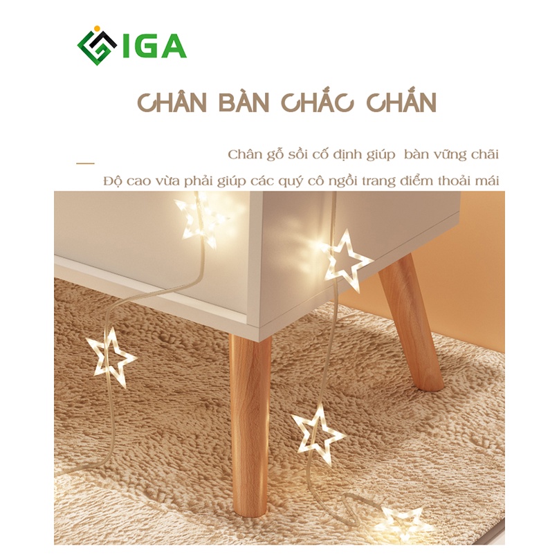 Bàn trang điểm mini, bàn phấn ngồi bệt có ngăn đựng kết hợp kệ tab đầu giường thương hiệu IGA - gp152