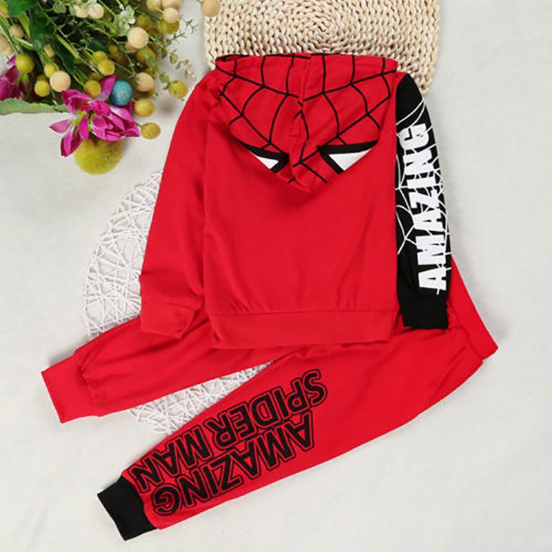 Set áo hoodie và quần jogger phong cách Spiderman cho bé trai