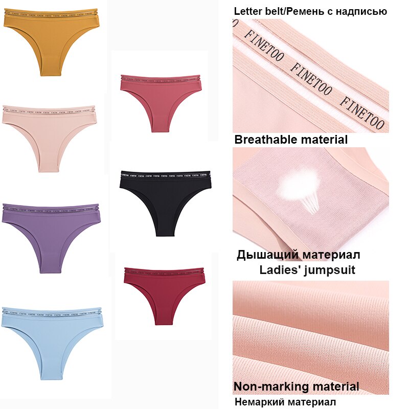 FINETOO Women Seamless Soft Panty M-XL Sexy Underwear Low-Waist Solid Color Female Lingerie