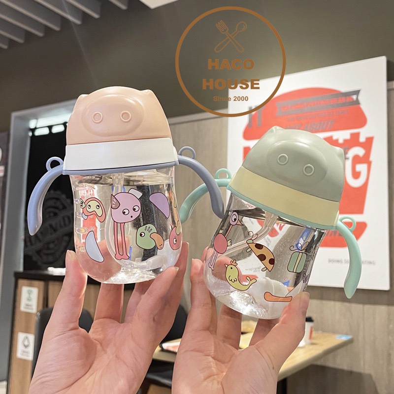 Bình nước LỢN có vòi chống sặc cho bé mới tập uống