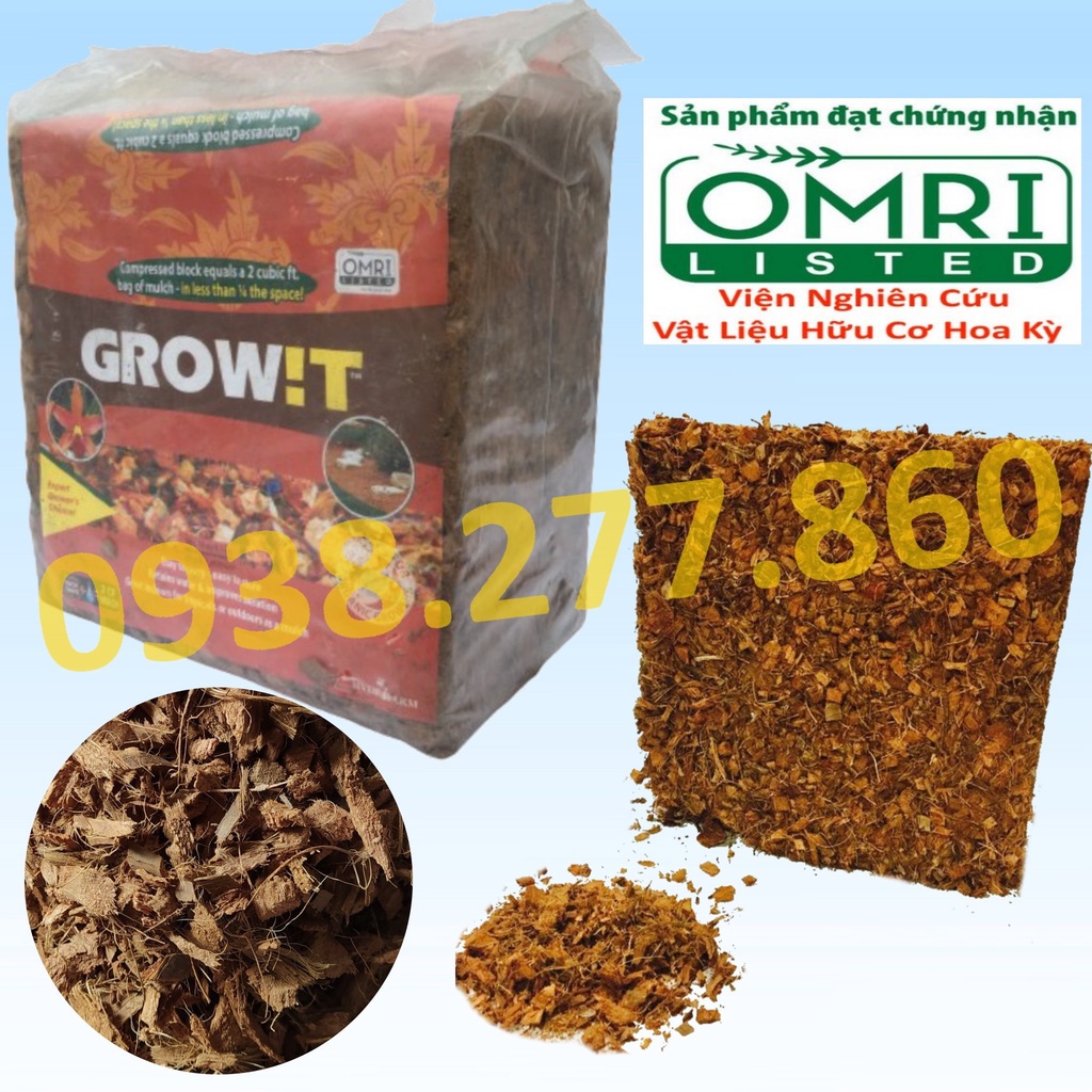 Xơ dừa miếng đóng kiện - GROW!T Coco Coir Chips - Hàng xuất khẩu Châu Âu, Mỹ, Canada - Giá thể trồng cây GROW !T