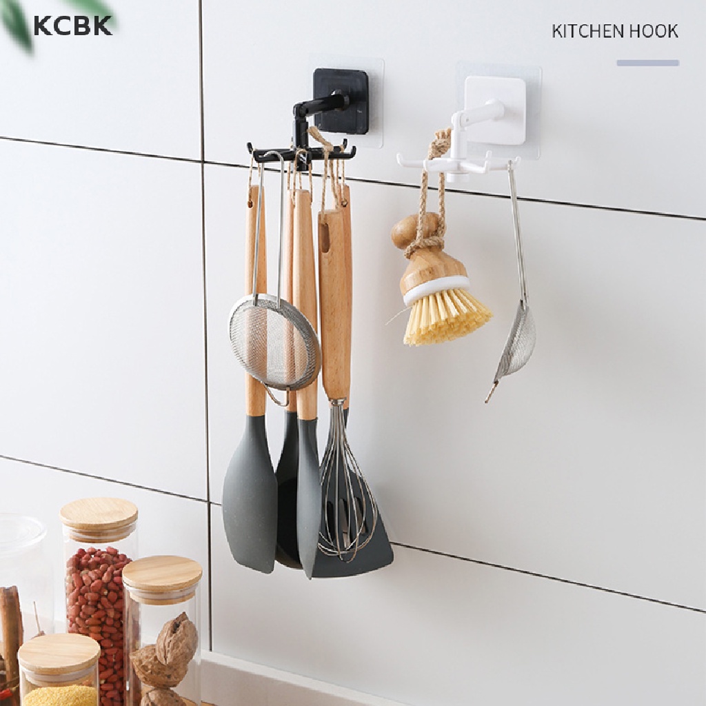 KC 360° Rotating Hook Bathroom Organizer Storage Rack Rotated Holder Kitchen Tools BK
