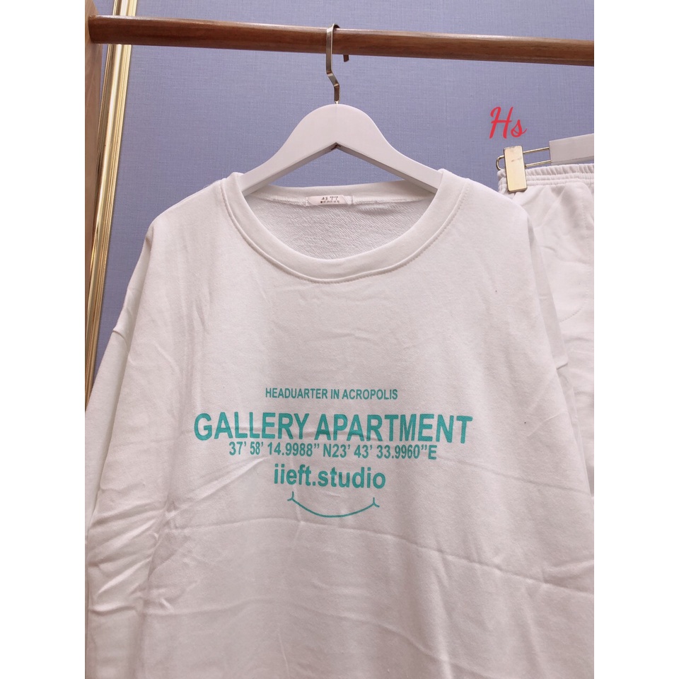 Áo sweater trắng in galley , chất liệu chân cua SP000802