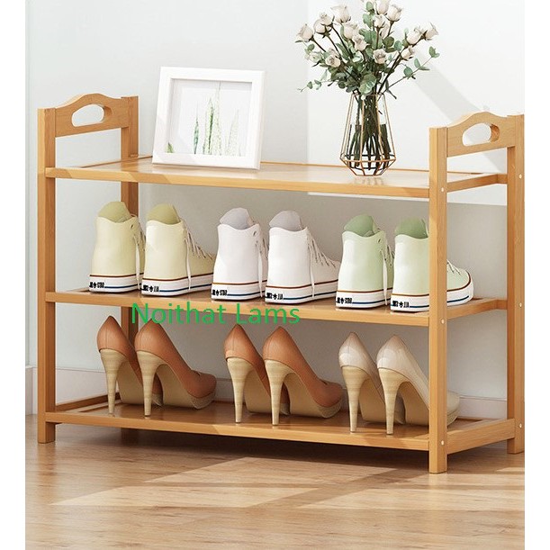 Kệ giày dép gỗ tự nhiên liền tấm - dài 80cm