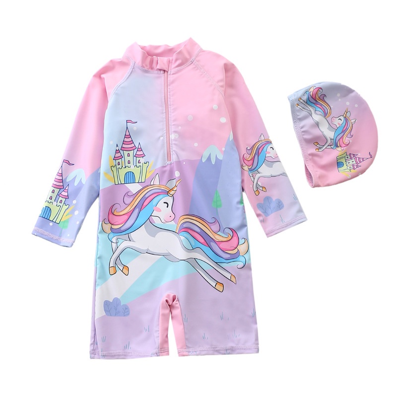 Bộ Đồ Bơi Dài Tay Chống Nắng In Hình Kỳ Lân One Piece Cho Bé Trai Và Gái AKKU