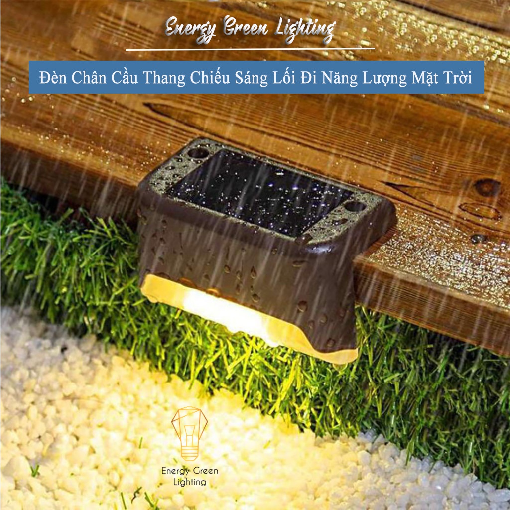 Bộ 4 Đèn LED Pha Lê Energy Green Lighting Gắn Tường Năng Lượng Mặt Trời MT-31 2 mắt Chiếu Sáng Lối Đi - Chân Cầu Thang