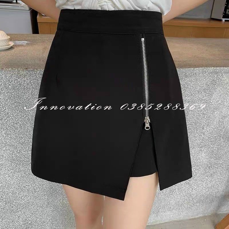 Quần Short giả váy nữ kiểu chữ A thiết kế khóa kéo xẻ đùi cạp lưng cao cá tính TA-222
