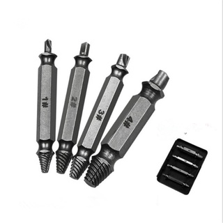 4pcs Damaged Screw Extractor Drill Bit Screw Remover Set High Hardness High Carbon Steel Drill Set