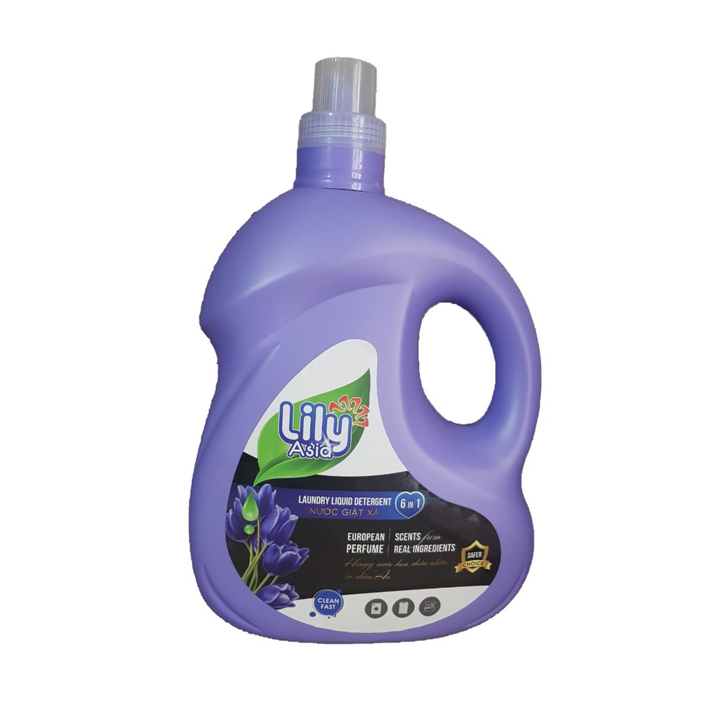 Can Nước Giặt Xả Lily Asia 4 Kg ( Hương nước hoa Pháp -Seahorse) Đậm Đặc 2X, Giặt Sạch, Lưu Hương nhẹ nhàng, Tiết Kiệm