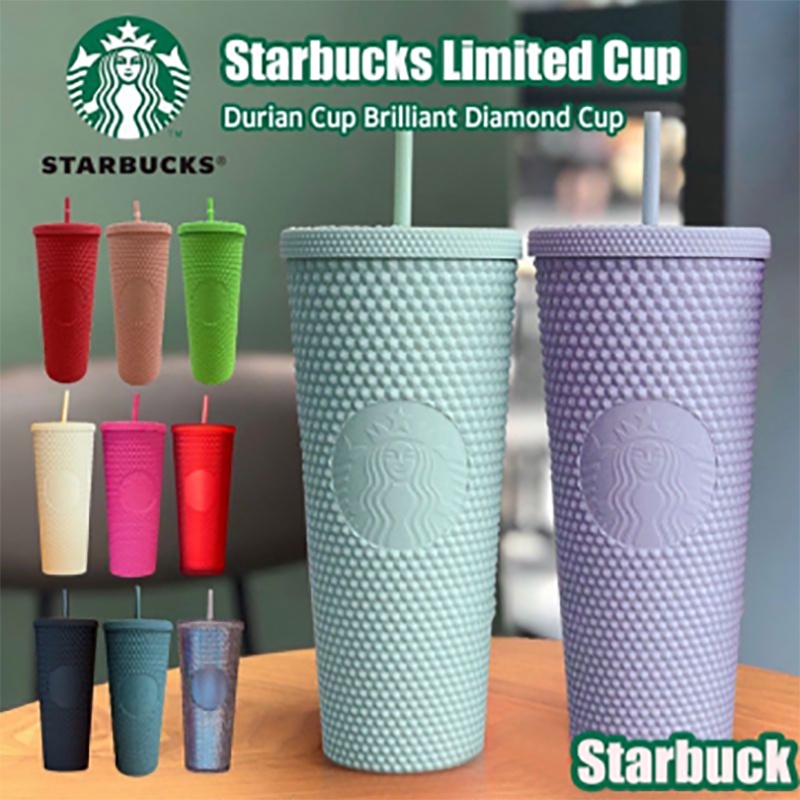 【Còn hàng】Starbucks Bình giữ nhiệt cao cấp Starbucks 710Ml / 24Oz có ống hút thiết kế gai sầu riêng có thể tái sử dụng cho cặp đôi