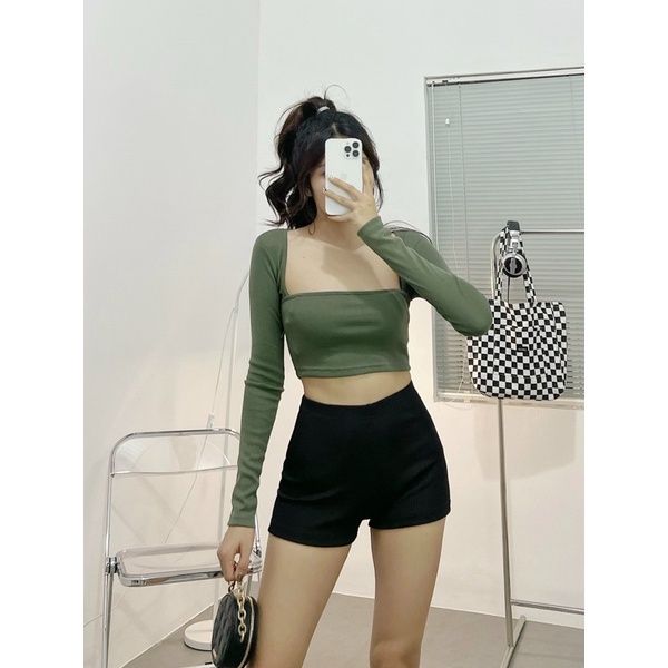 Áo cổ U dài tay ( Ảnh shop chụp )