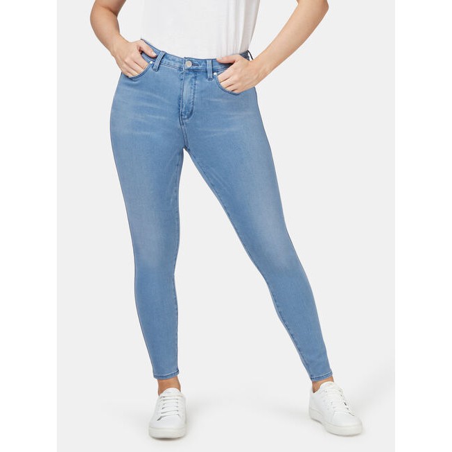 [Bigsize] Quần jean dài nữ hàng co giãn mạnh bigsize màu xanh nhạt