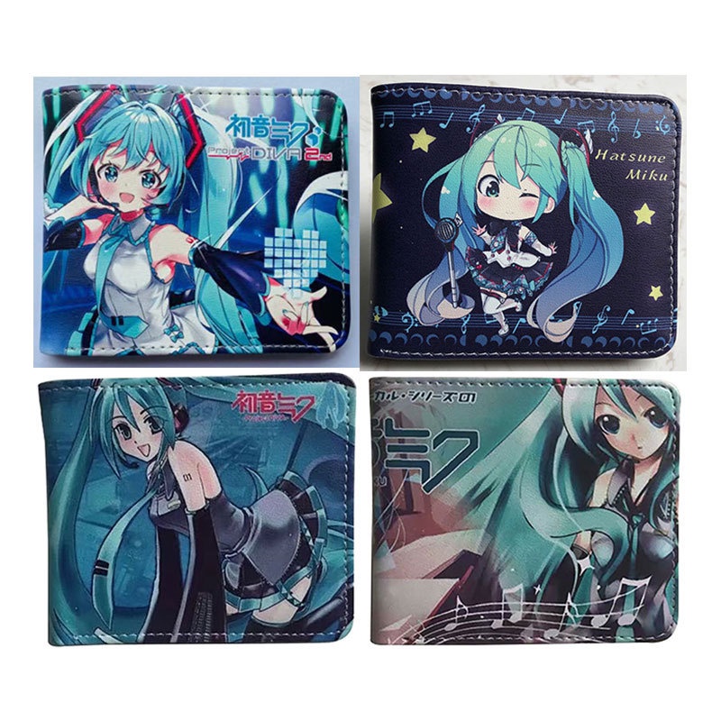 Ví Da PU Ngắn Đựng Tiền Xu In Hình Hatsune Miku Thời Trang Cho Học Sinh