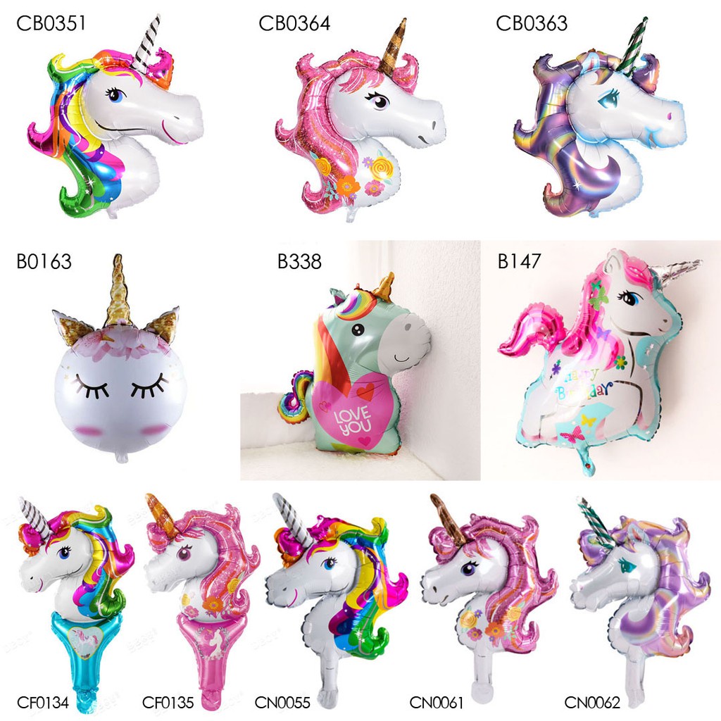 Bóng Nhôm Hình Ngựa Pony, Bóng Kiếng Unicorn Kỳ Lân, Bóng Nilon Ngựa Cầu Vồng Trang Trí Tiệc Sinh Nhật