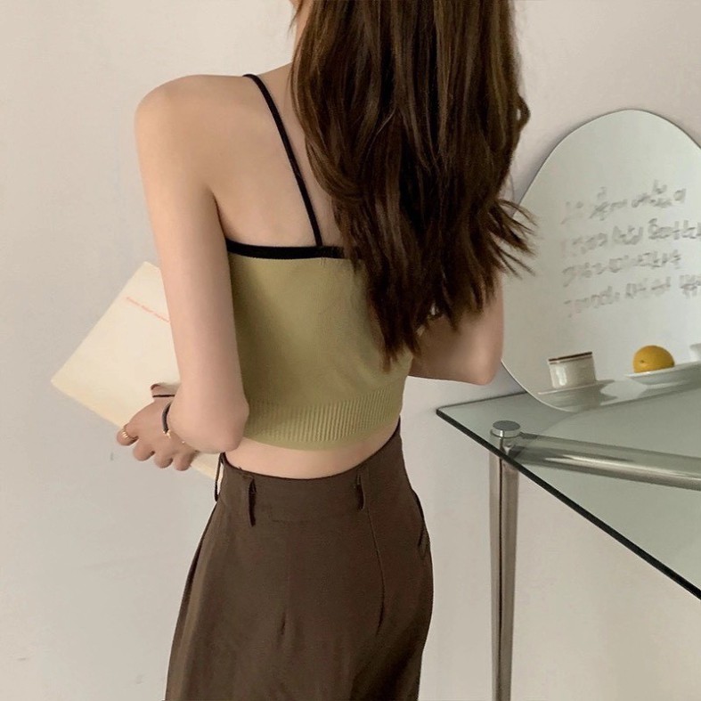 Áo Bra Thun 2 Dây Có Mút Ngực Gam Màu Pastel Quyến Rũ 388. nội y xanh chất đẹp cotton hai dây