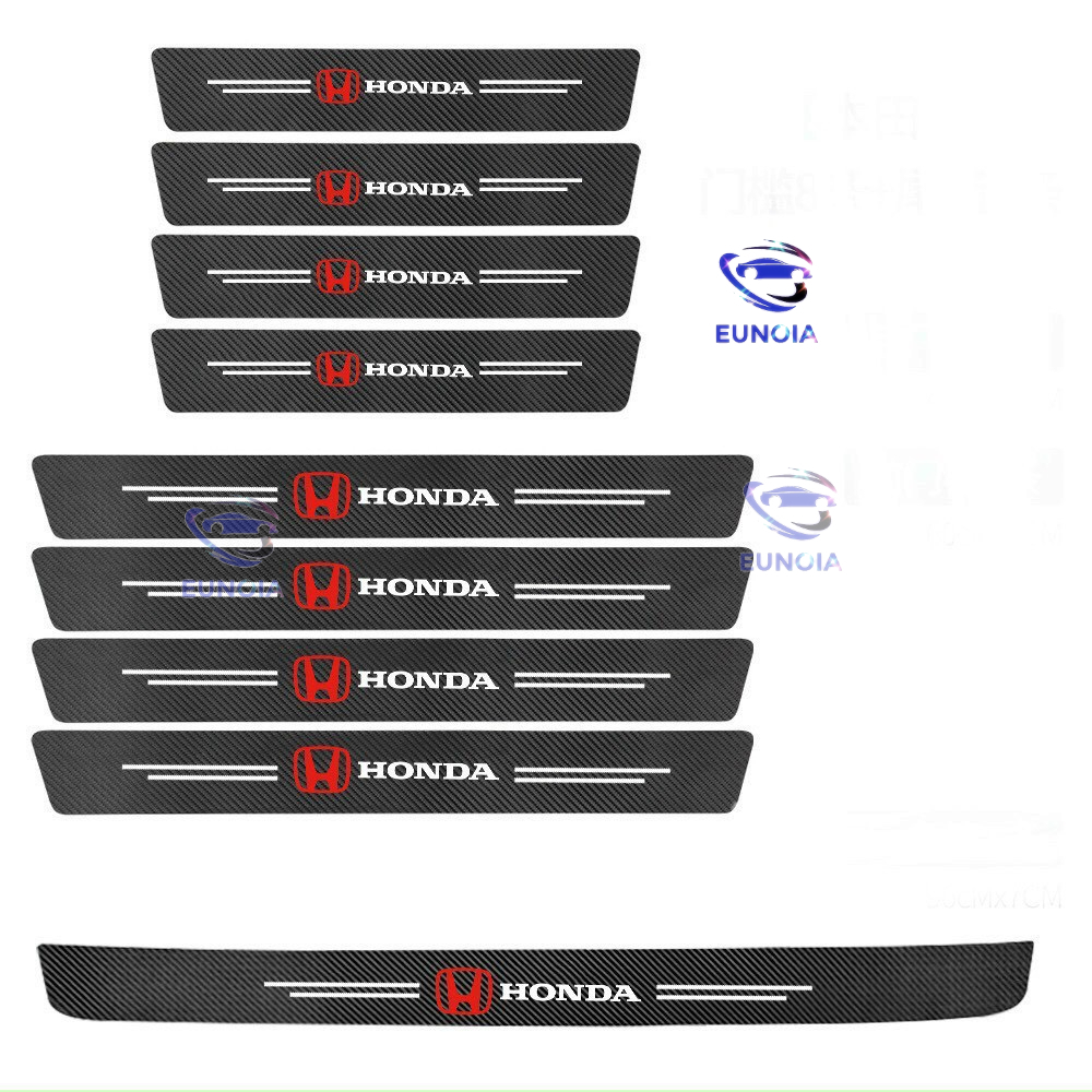 Sét 5 miếng dán bậc cửa HONDA có vân carbon dán full keo chống trầy tốt - phụ kiện đồ chơi ô tô xe hơi EUNOIA