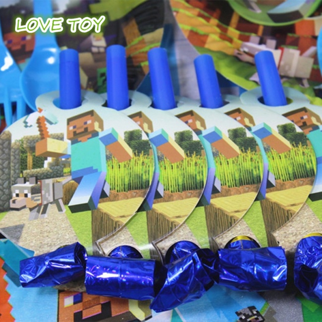 Bộ Cốc Và Dĩa Giấy In Họa Tiết Minecraft Dùng Một Lần Cho Tiệc Sinh Nhật